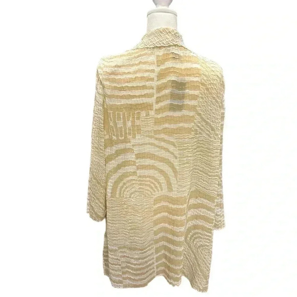 Chicos Travelers Crinkled Jacket Sz 3 XL Canella Tan Geo Swirl Artsy NWT $119 - Picture 4 of 9